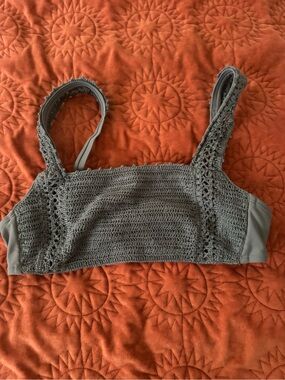 Xhilaration Gray Crochet Bikini Top